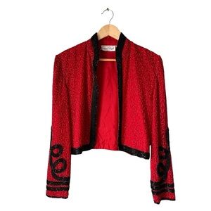 Laurence Kazar New York Vintage Red and Black Embroidered Jacket, Medium